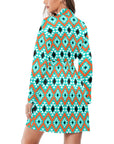 Aztec Turquoise Orange Women's Belted Satin Feel Dressing Lounge Robe