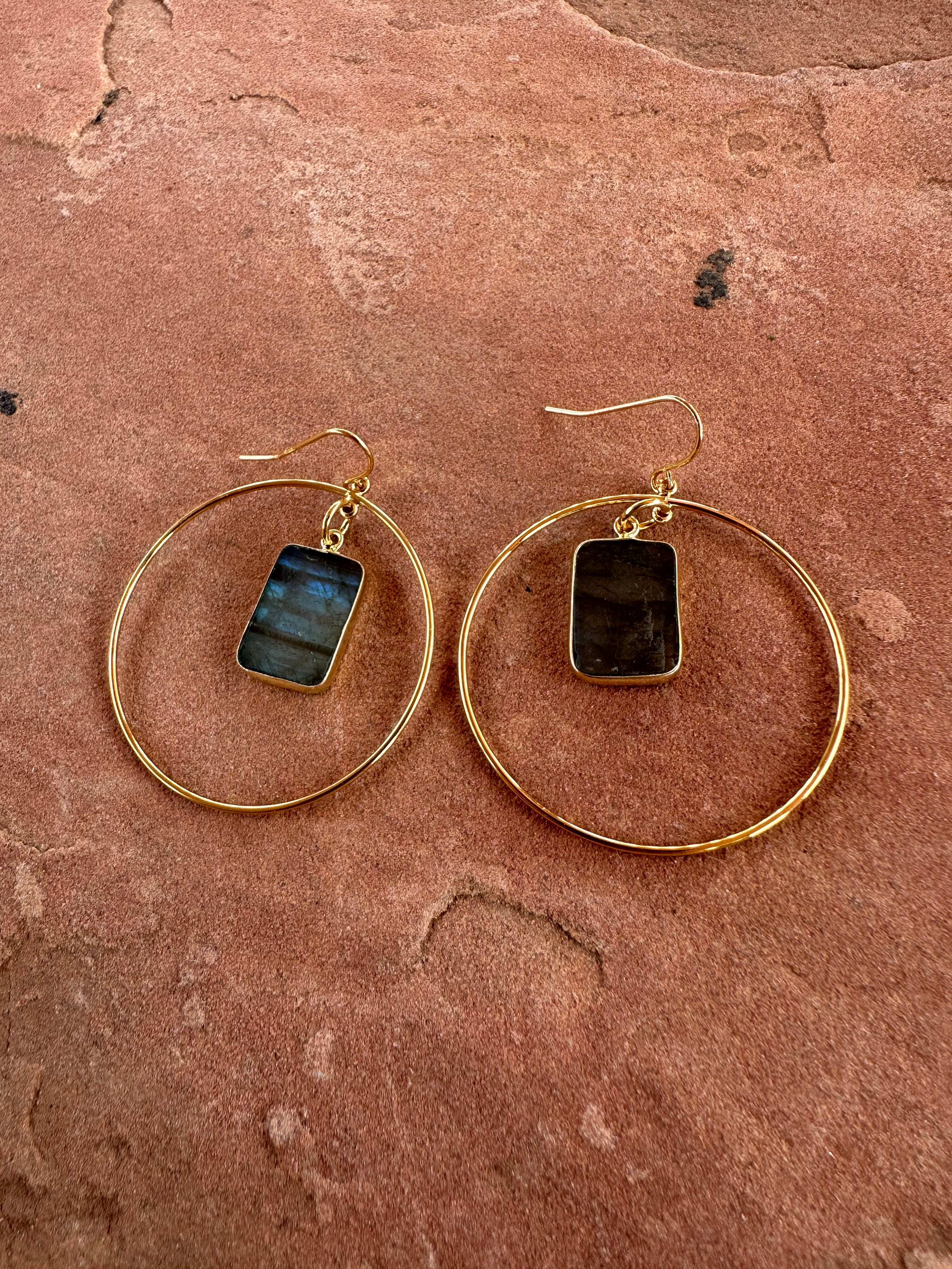 Elevate Your Style: Handmade Labradorite Golden Hoop Earrings