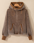 Abigail Kangaroo Drawstring Corduroy Hoodie
