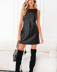 Vegan Leather Sleeveless Mini Dress