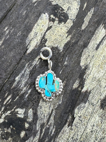 Sterling Silver and Turquoise Saguaro Ball Charm