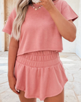 Cropped Tee and Ruffle High Waist Skort Set