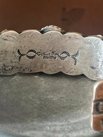 Navajo Sterling Silver and Spiderweb Kingman Turquoise Cuff Bracelet by Gilbert Tom