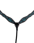Western Horse Breast Collar Tack American Leather Black Turquoise Hilason