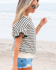 Naya Scallop Lace Trim Ruffle Short Sleeves Top