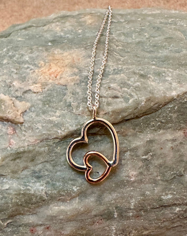 SILVER & COPPER HEARTS NECKLACE