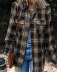Plaid Double Flap Pocket Brushed Shacket