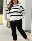 Stripe Drop Shoulder Top and Jogger Pants Set
