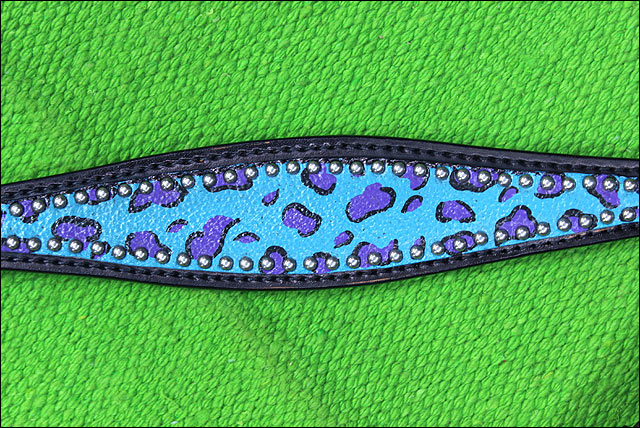 HILASON W. H. Leather Headstall &amp; Breast Collar Set Turquoise Cheetah