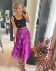Tiered chiffon midi skirt