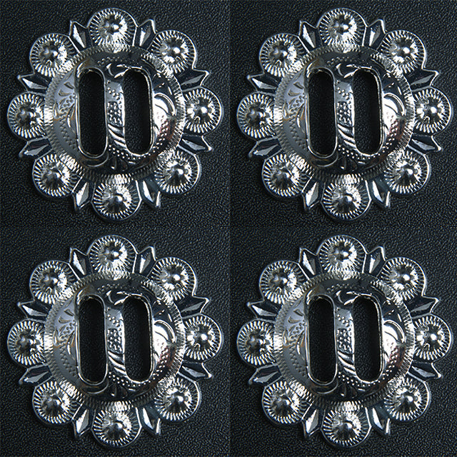Western Screw Back Concho 1.5 In Slotted Bright Silver Saddle Cowgirl