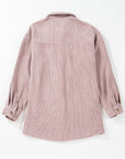 Solid Corduroy Button-Up Pocketed Shacket