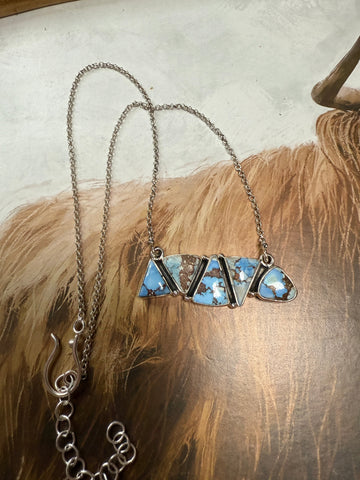 Handmade Sterling Silver Golden Hills Turquoise Bar Necklace