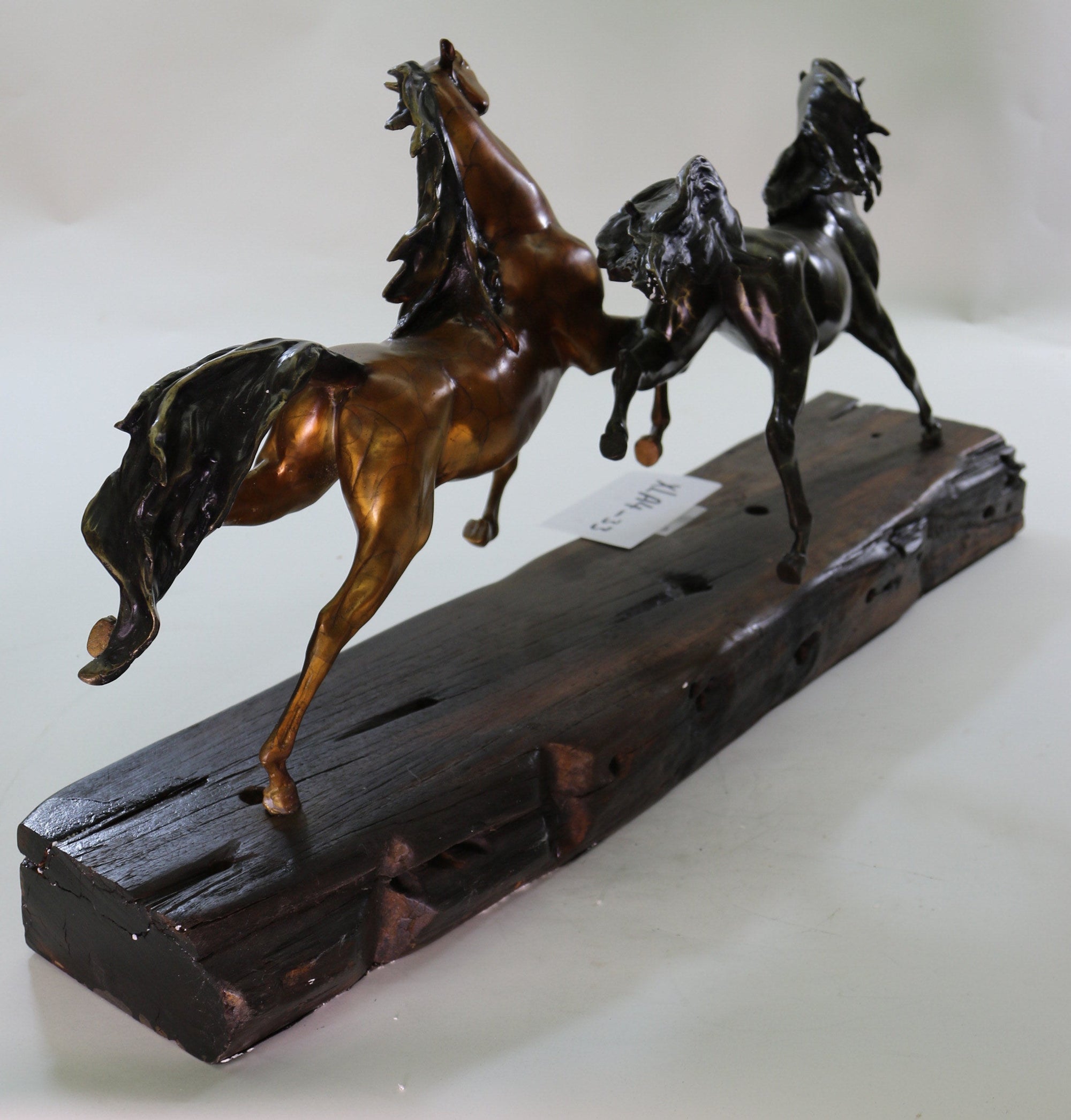 Limited Edition Two Galloping Horses Hand Painted Museum Quality Bronze Artwork