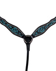 Western Horse Breast Collar Tack American Leather Black Turquoise Hilason