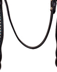 Western Horse Breast Collar Tack American Leather Black Turquoise Hilason