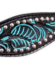 Western Horse Breast Collar Tack American Leather Black Turquoise Hilason