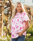 Etta Floral Frilled Collar Short Sleeve Blouse