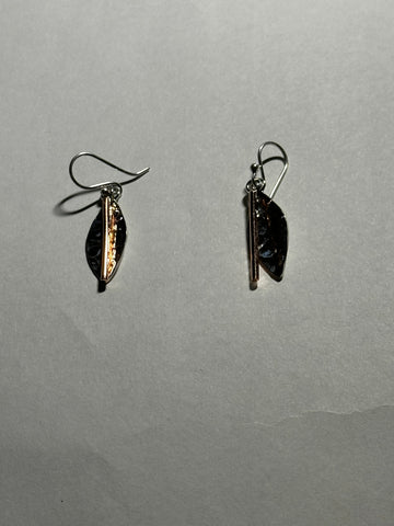 SILVER LEAF W/ COPPER CENTER EARRINGS