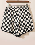 Checker Drawstring Elastic Waist Shorts