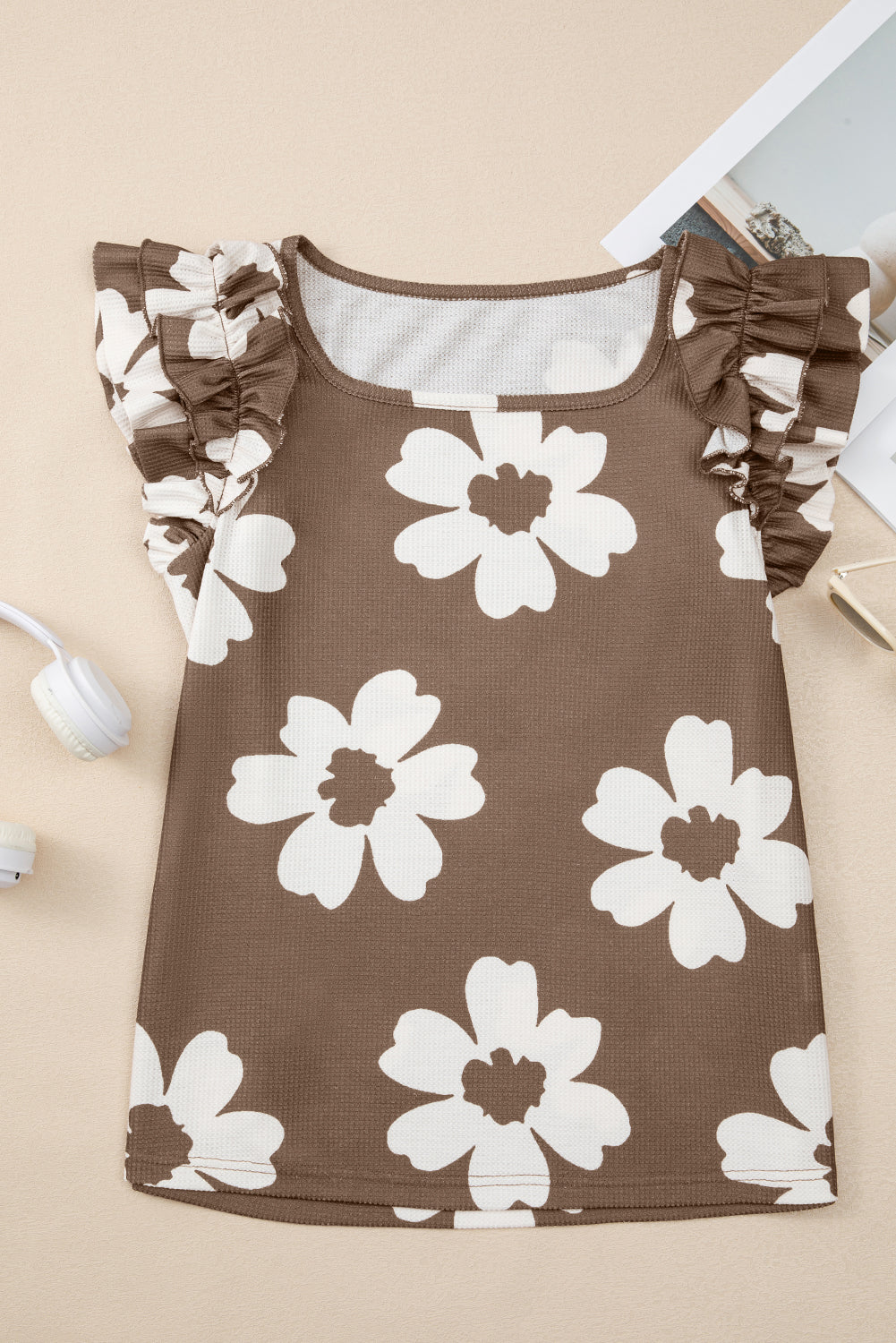 Vada Floral Textured Ruffled Sleeve Blouse