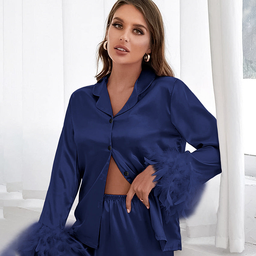 Heavenly Feathered Silk Pajamas in color options