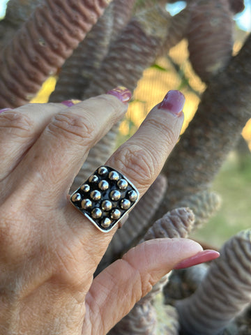 Handmade Sterling Silver 4mm Ball Ring Adjustable