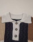 Paige Cable Knit Sleeve Buttons Collared Sweater