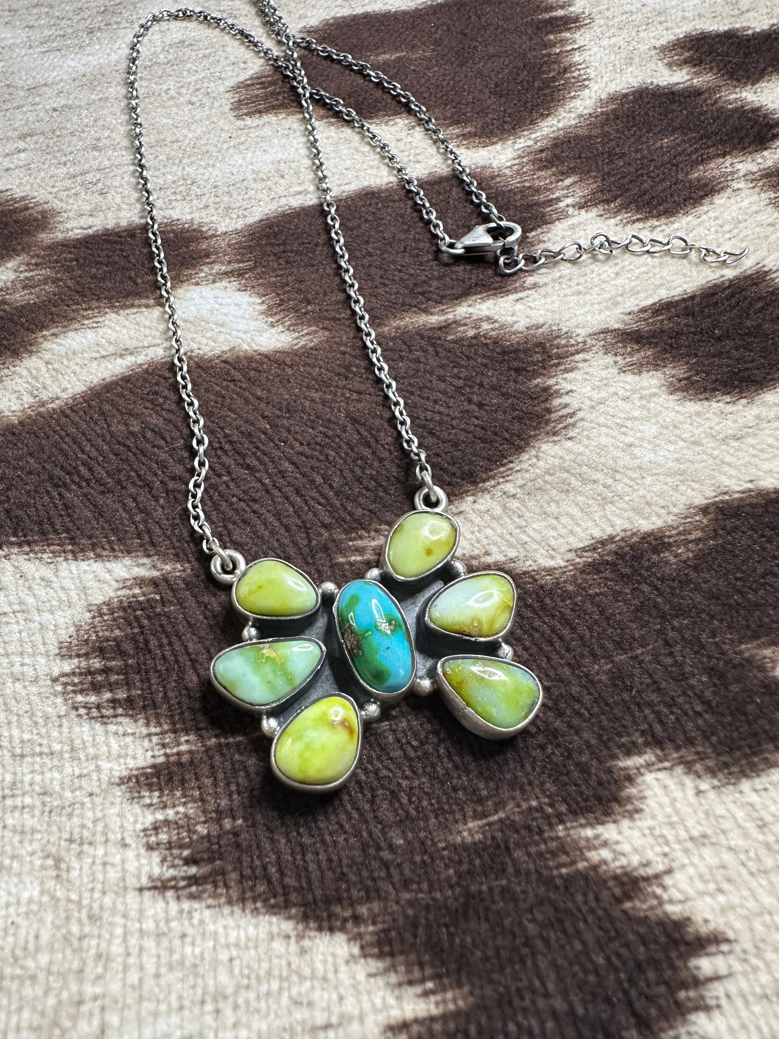 Beautiful Handmade Sterling Silver, Palomino Turquoise, Sonoran Mountain Turquoise Necklace