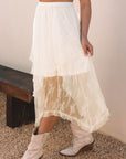 Lace Ruffle Tiered Maxi Skirt