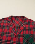 Plus Size Christmas Plaid Shirt and Shorts Pajama Set
