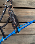 Blue Honeycomb Tooled Lariat & Leather Combo Halter