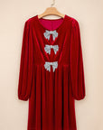 Bow Velvet High Waist Mini Dress