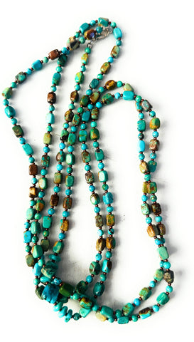 Navajo Turquoise & Copper 60” Beaded Necklace - Everest Ranch