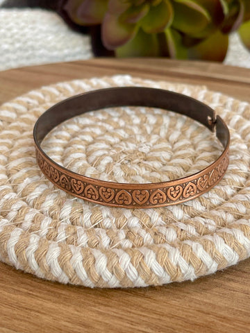 Vintage Handmade Copper Heart Bracelet