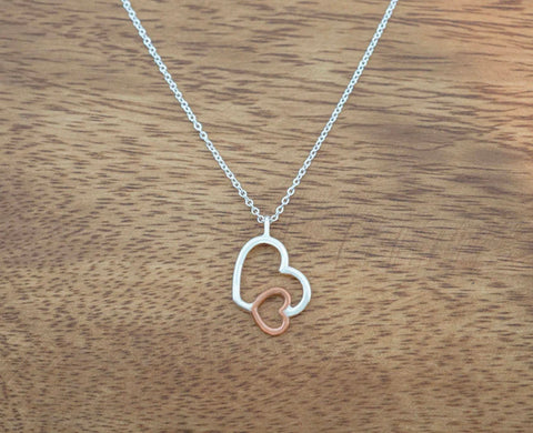 SILVER & COPPER HEARTS NECKLACE