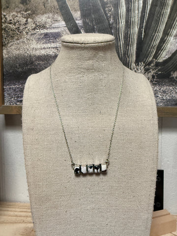 Handmade Sterling Silver White Buffalo Bar Necklace