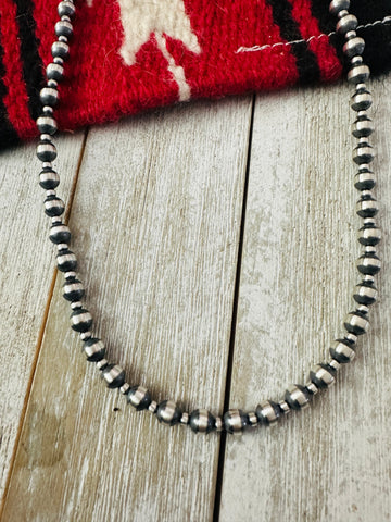 Navajo Sterling Silver Pearl 20” Beaded Necklace