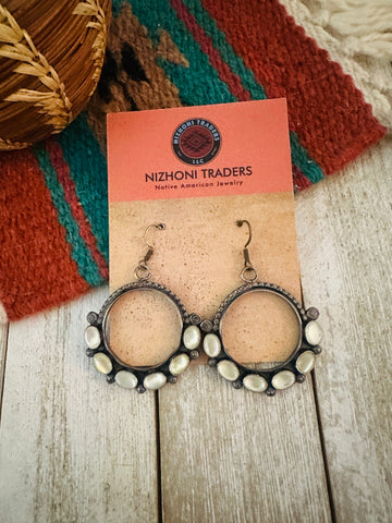 Navajo Mother of Pearl & Sterling Silver Dangle Earrings