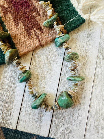 Vintage Old Pawn Navajo Turquoise & Shell Beaded Necklace