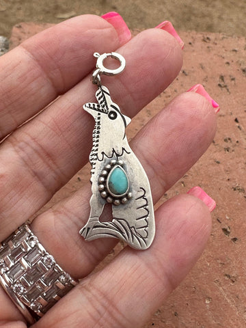 Sterling Silver Turquoise Coyote Charm