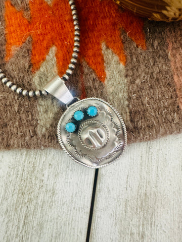 Navajo Turquoise & Sterling Silver Cowboy Hat Pendant