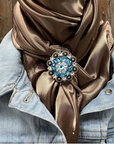 35X35" Solid Tan Wild Rag / Scarf WRS7 - Crystal Concho Wild Rag Slides - Assorted