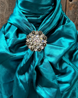 35X35" Solid Teal Wild Rag / Scarf WRS5 - Crystal Concho Wild Rag Slides - Assorted
