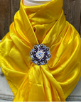 35X35" Solid Yellow Wild Rag / Scarf WRS23 - Crystal Concho Wild Rag Slides - Assorted
