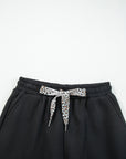 Leopard Drawstring Fleece Lined Elastic Waist Pants
