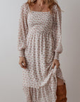 Delaney Ruffled Hem Square Neck Midi Dress