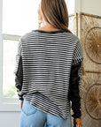 Stripe Thermal Knit Drop Shoulder Top