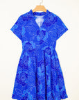 Floral V-Neck Short Sleeve Mini Dress