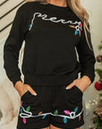 Christmas Merry Sequin Pullover and Shorts Set